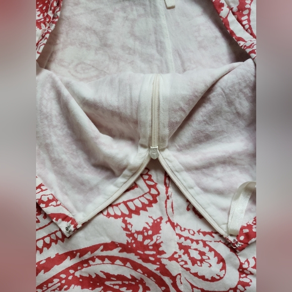 GAP Floral Print Midi Skirt Women's Size 10 Red and Cream Flowy 100% Cotton - Picture 4 of 11